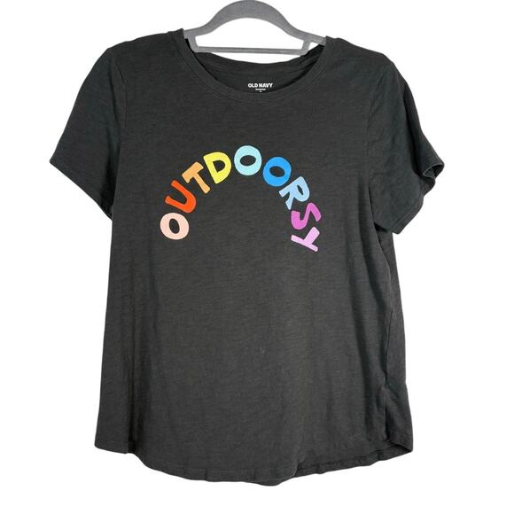 Old Navy Tops - Old Navy Outdoorsy Rainbow Graphic T-Shirt Black EveryWear Tee Loungewear M